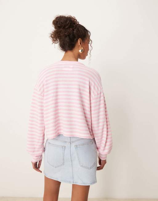 ASOS DESIGN long sleeve cardigan in pink stripe