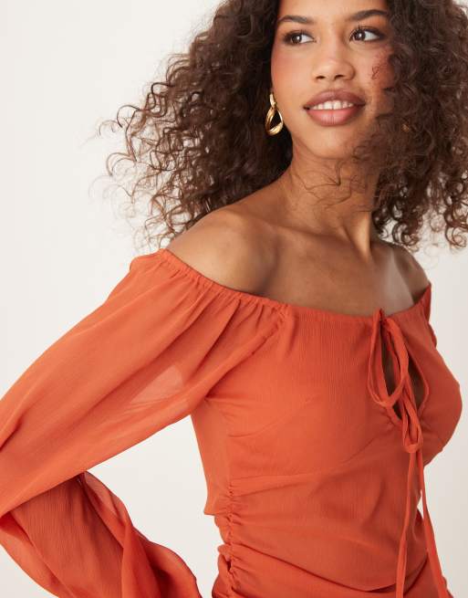Red chiffon top shop
