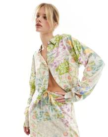 ASOS DESIGN tie waist spun maxi skirt in mixed floral print - part of a set