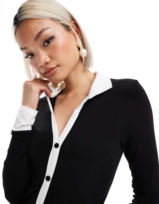 classic black dress long Marcela Modal Plunge Neck Long Sleeve Maxi Dress in Black