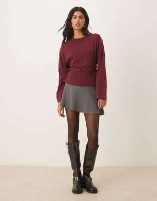 Asos Design Long Sleeve Seam Detail Corset Tee Tbc-multi In Purple