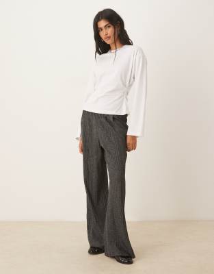 Asos Design Long Sleeve Corset Waist Tee In White