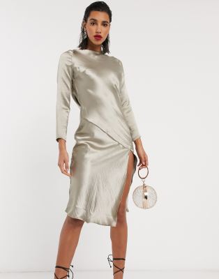 long sleeve slip dress