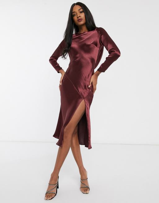 Cowl back hot sale midi dress