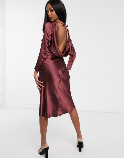 Long sleeve 2025 cowl back dress