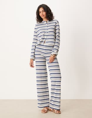 Asos Design Long Sleeve Cut And Sew Stripe Through Top In Multi