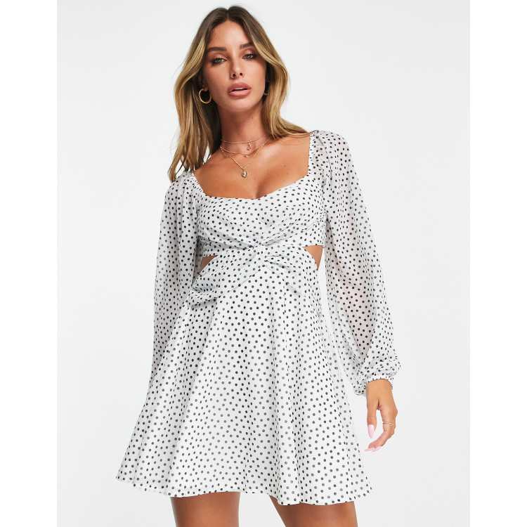 White polka dot store dress asos