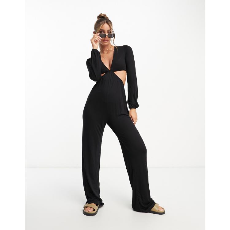 ASOS DESIGN seamless jumpsuit in black