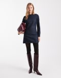 [ASOS DESIGN] ASOS DESIGN long sleeve denim shift mini dress in rinse wash-Navy 14 Rinse wash