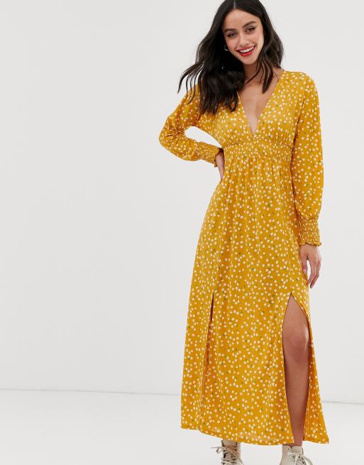 Shirred waist shop maxi dress