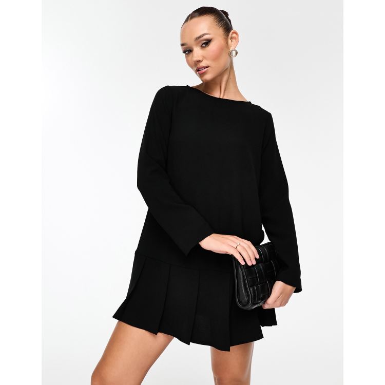 open lace back dress Mackenzie Sleeveless Pleated Mini Dress / Black | Meshki main image 0