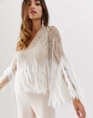 ASOS DESIGN long sleeve embellished top 