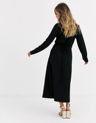 asos design long sleeve embroidered midi dress