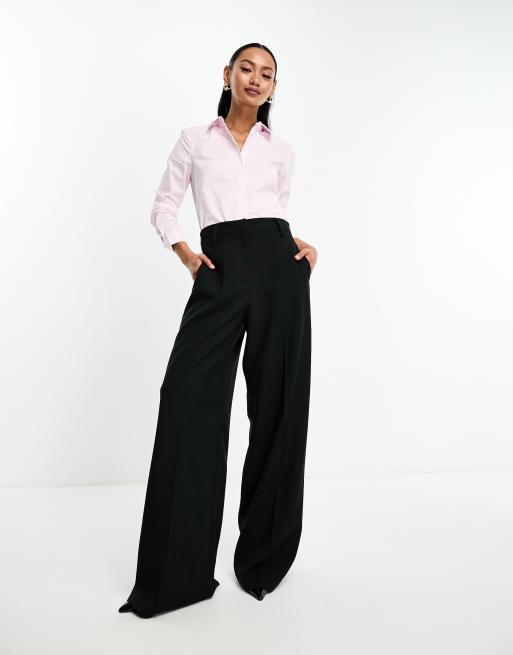 ASOS DESIGN long sleeve fitted stretch cotton shirt in pink & white stripe, 4 of 4
