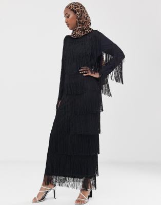 fringe dress long sleeve