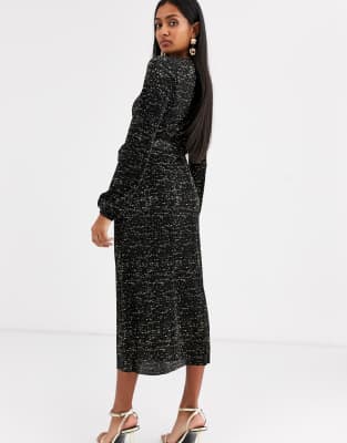 long sleeve sparkly midi dress