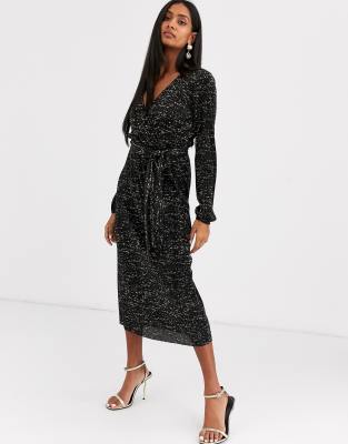 asos black long dress