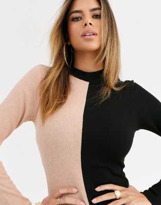 half black half white dress asos