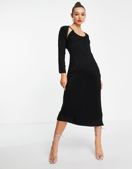 Long sleeve cheap halter dress