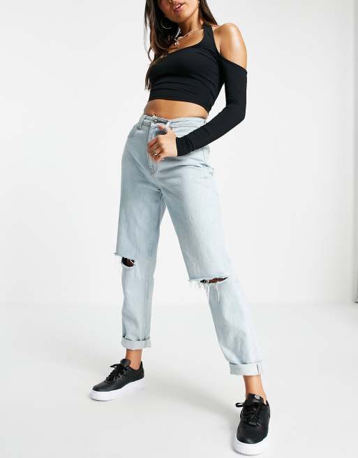 ASOS DESIGN crop top with halter neck in black