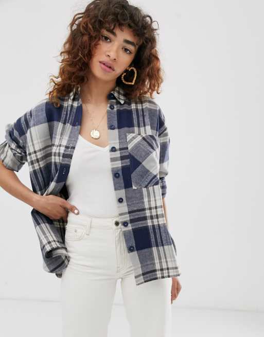 lasula oversized brushed check shirt