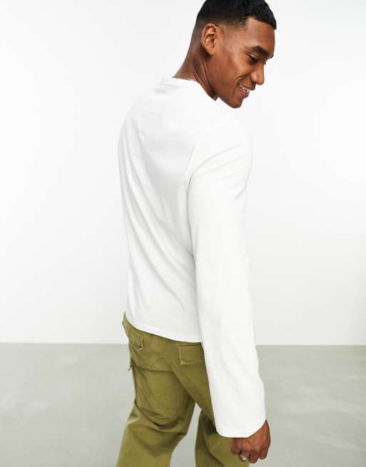 ASOS DESIGN long sleeve heavyweight t-shirt with pocket in white