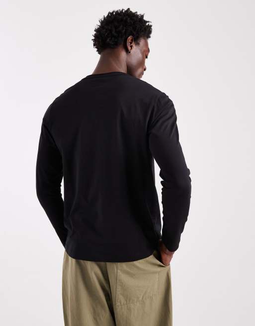 ASOS DESIGN long sleeve henley with dropped shoulder in black
