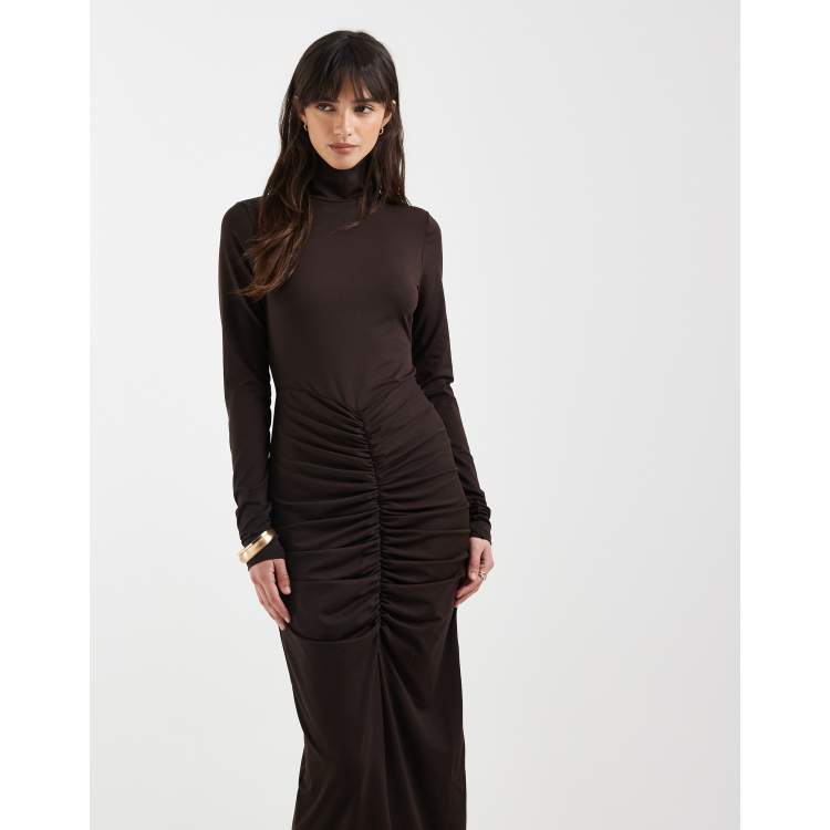 asos brown long dress ASOS Design - Frill Hem Maxi Dress - Women - Polyester - 12 US