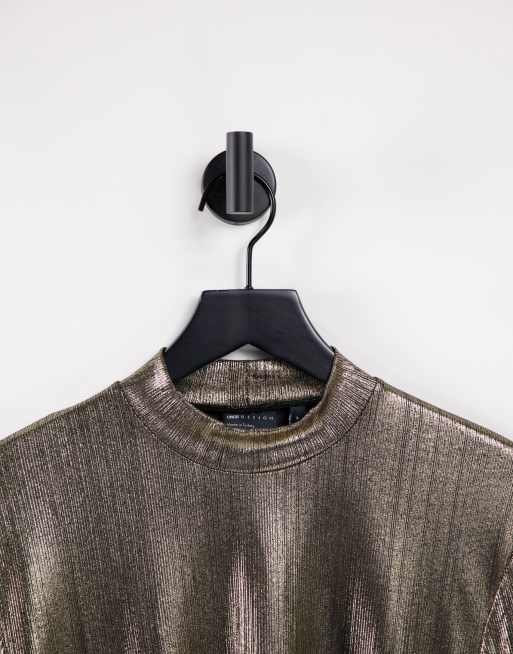 metallic long sleeve shirt