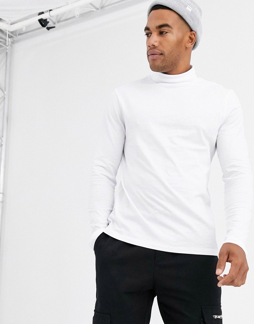ASOS DESIGN long sleeve jersey roll neck in white