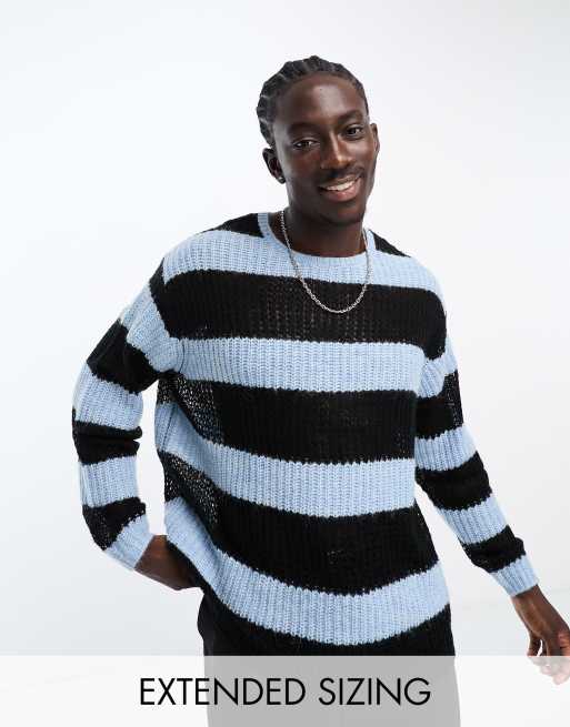 ASOS DESIGN long sleeve jumper in blue and black stripe