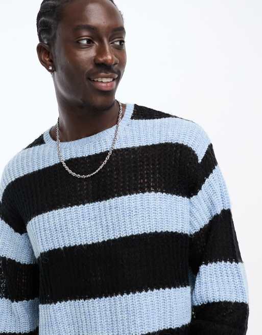 ASOS DESIGN long sleeve jumper in blue and black stripe ASOS