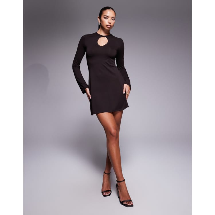 white christmas dresses Naeem Khan Black Embellished Long Sleeve Mini Dress