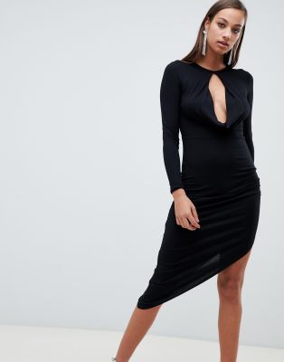 black keyhole dress long sleeve