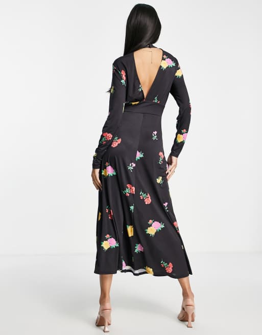 Asos black floral shops maxi dress