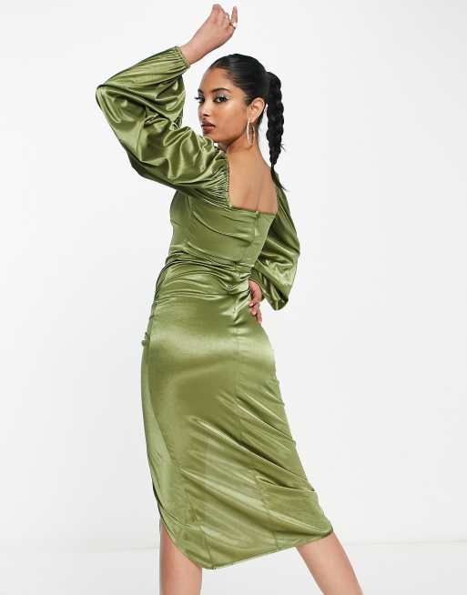 Olive green hot sale cocktail dress