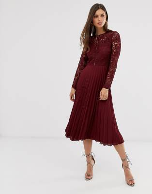 asos pleated dress midi