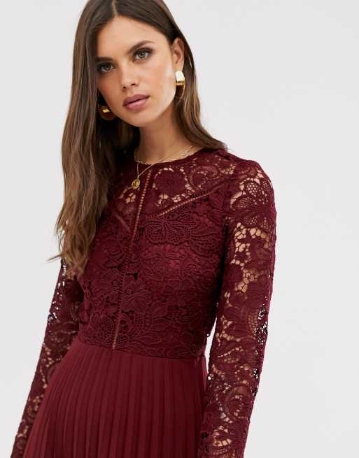 Long sleeve shop lace skirt dress