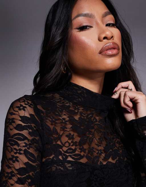 トップス TR34228 S ruched sculpt body lace black TR34228 S ruched sculpt body lace black Ruched Bust Lace Top