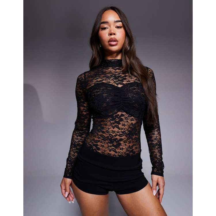 S ruched sculpt body lace ブラック THEREDTHREAD / ザレッドスレッド】S ruched sculpt body lace