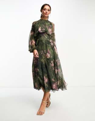 asos floral skater dress ASOS LUXE printed skater mini dress with lace cut out in buttermilk floral
