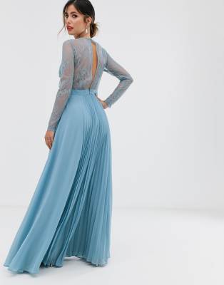 pleated long maxi dress
