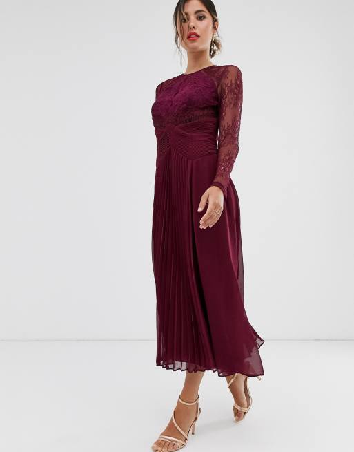 Asos design maxi dress with lace sleeves on sale and eyelash lace