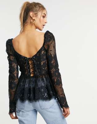 black peplum top with sleeves