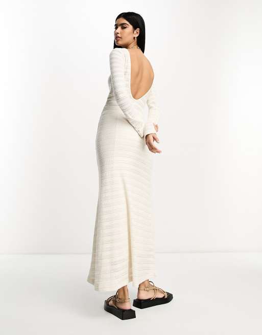 White full sleeve hot sale maxi dress