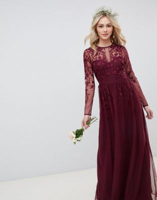 long sleeve embroidered maxi dress