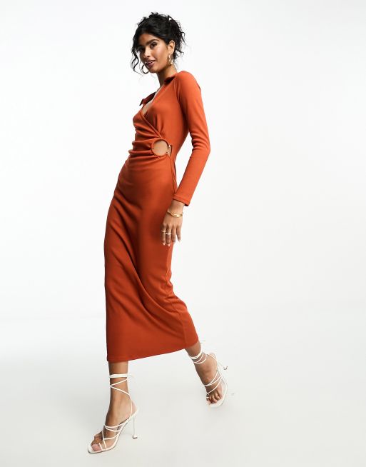 asos orange puff sleeve dress ASOS LUXE belted drama sleeve structured satin mini dress in hot orange