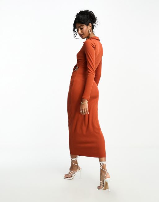 Asos design maxi dress with long sleeve and circle trim clearance detail