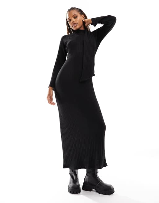 Long Sleeve Turtleneck Maxi - Black