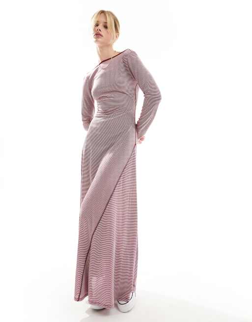 asos red stripe dress ASOS DESIGN halter maxi dress with bow detail in red stripe